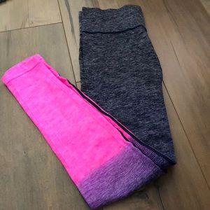 Pink and navy- ombré workout leggings